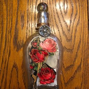 Vintage Bottle. Decorated with Roses.